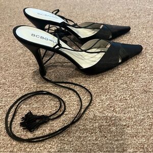 Y2K Black Strappy Lace Up  Heels